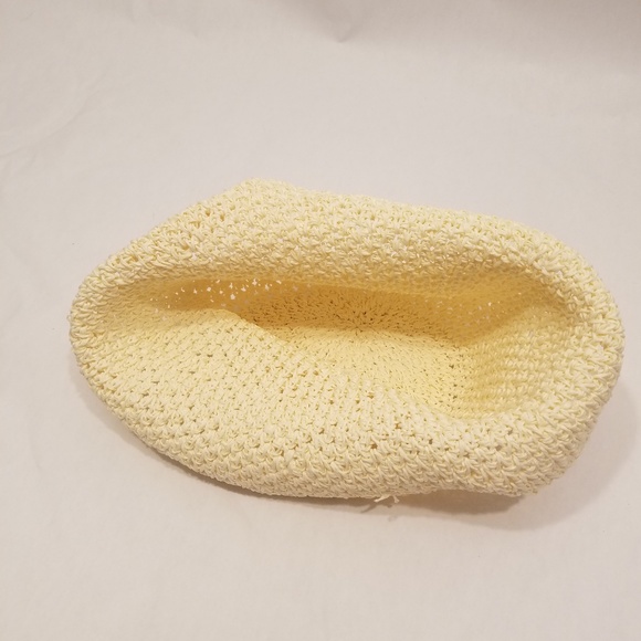 3 for $20 - Cream Crochet Paper Packable Sunhat - Picture 2 of 3